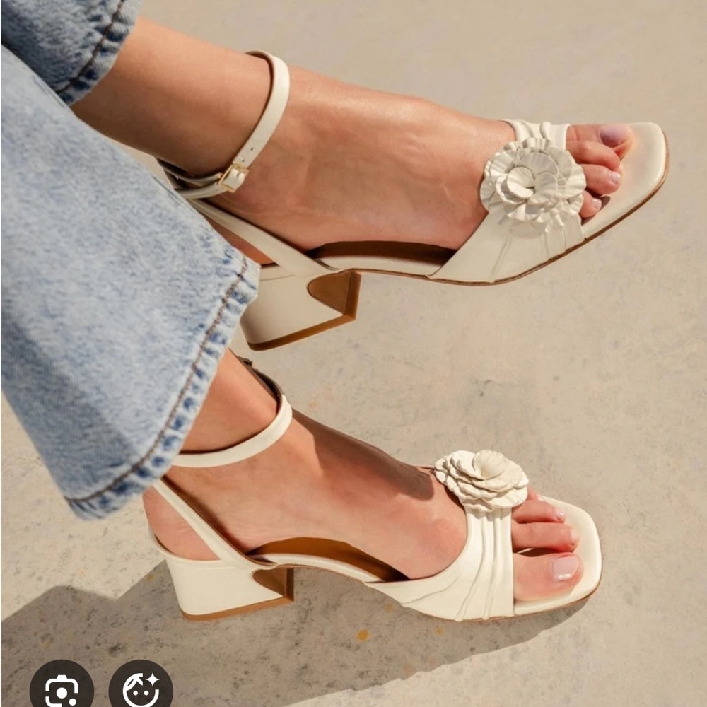Bobbie’s Stella Women's Heels with Floral Accent in Milk